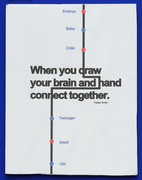 Life Stages by Chester Meldrum: Using quote from Tadao Ando, When you draw your brain and hand connect together, Entry for Imagining The Brain 2010