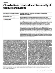 Closed mitosis requires local disassembly of the nuclear envelope.<br />
<strong>G Dey, S Culley, S Curran, U Schmidt, R Henriques, W Kukulski, and B Baum.</strong> (2020)