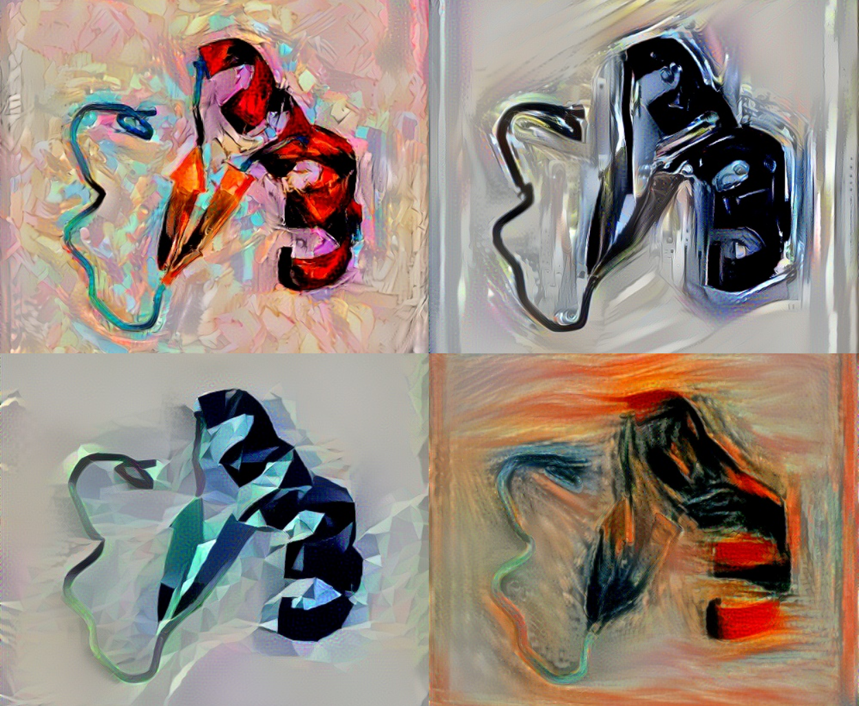 Generated images of four proteins in different painting styles