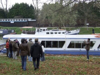 Boarding the riverboat Georgina