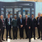 Committee on Exiting the EU standing with Hugh Pelham and Venki Ramakrishnan in front of the LMB timeline