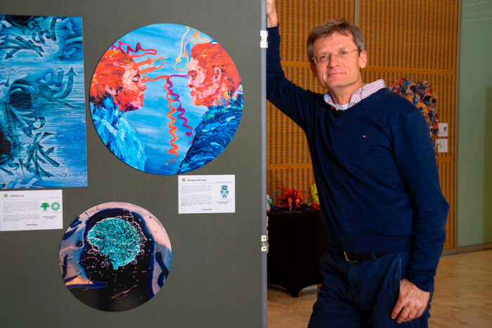 Ingo Greger alongside Connection by Natalia Heirman at the Stephen Perse Foundation Sixth Form College